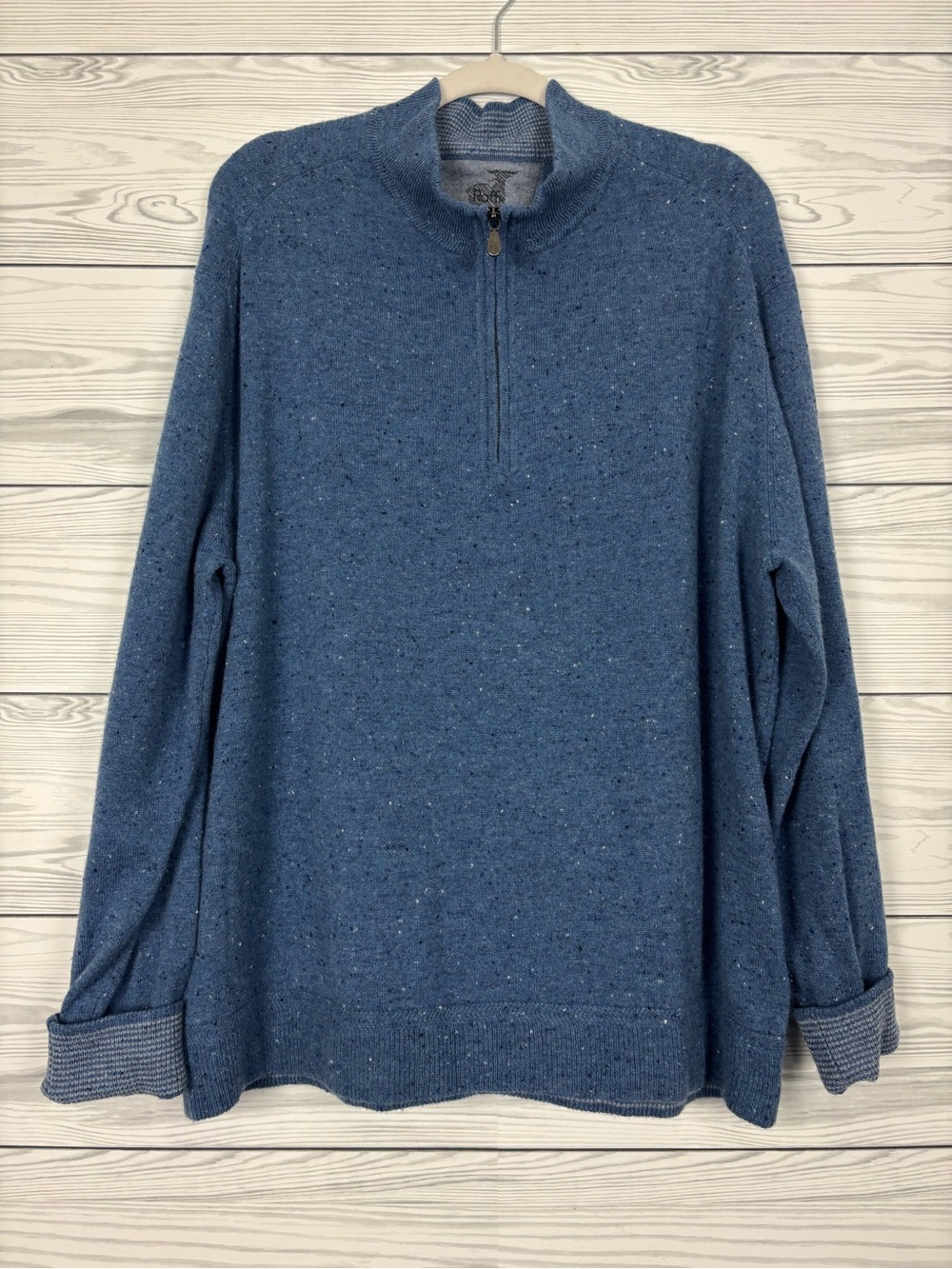 RAFFI 1/4 Zip blue 100% cashmere pullover sweater size XXL